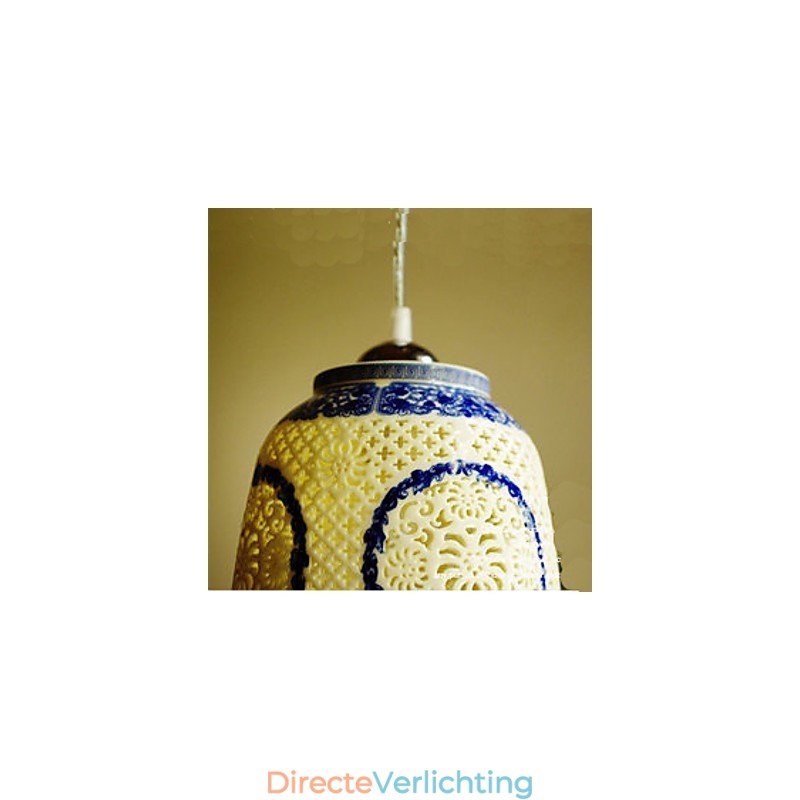 Retro Keramische lamp lamp Trappen Blauwe Enkele Kop Kroonluchter Creatief