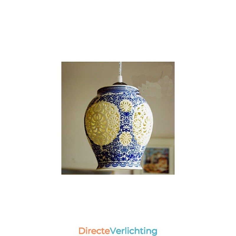 Retro Keramische lamp lamp Trappen Blauwe Enkele Kop Kroonluchter Creatief