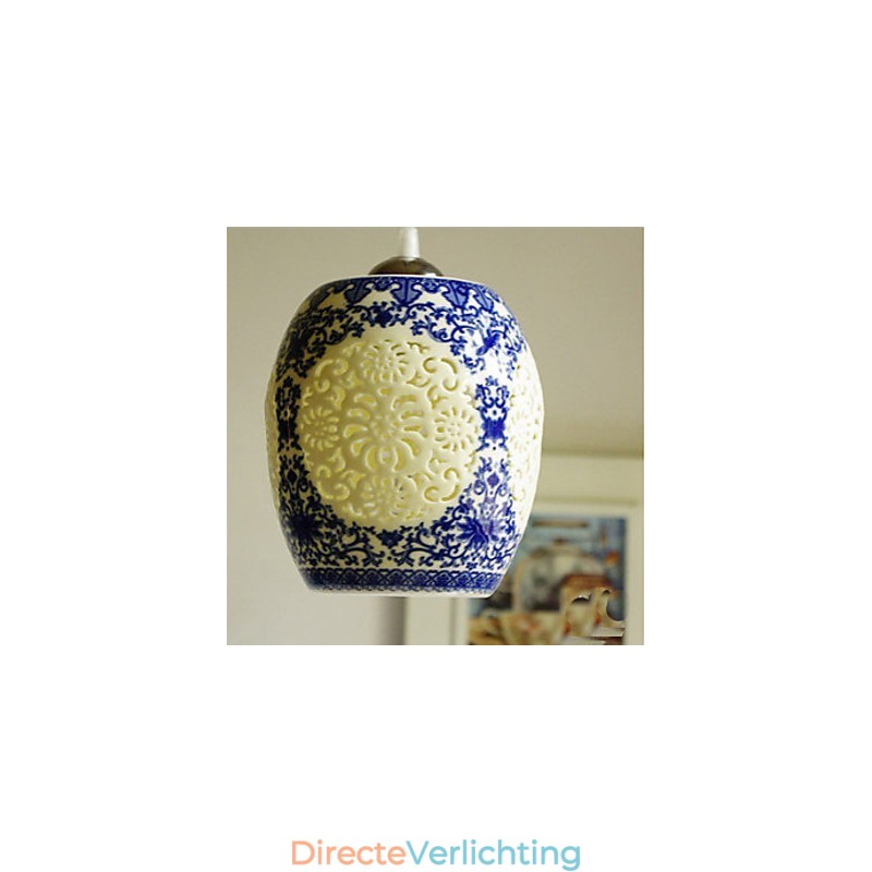 Retro Keramische lamp lamp Trappen Blauwe Enkele Kop Kroonluchter Creatief