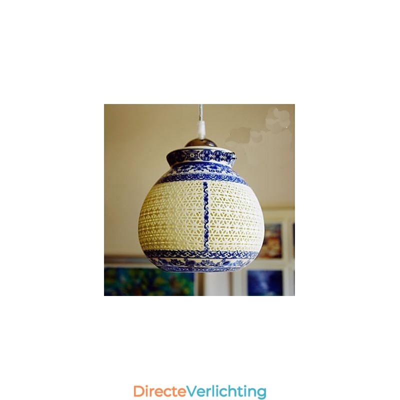 Retro Keramische lamp lamp Trappen Blauwe Enkele Kop Kroonluchter Creatief