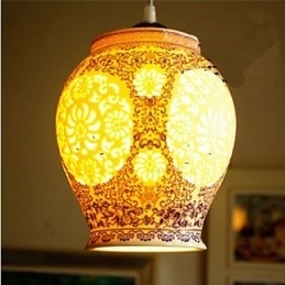 Retro Keramische lamp lamp Trappen Blauwe Enkele Kop Kroonluchter Creatief