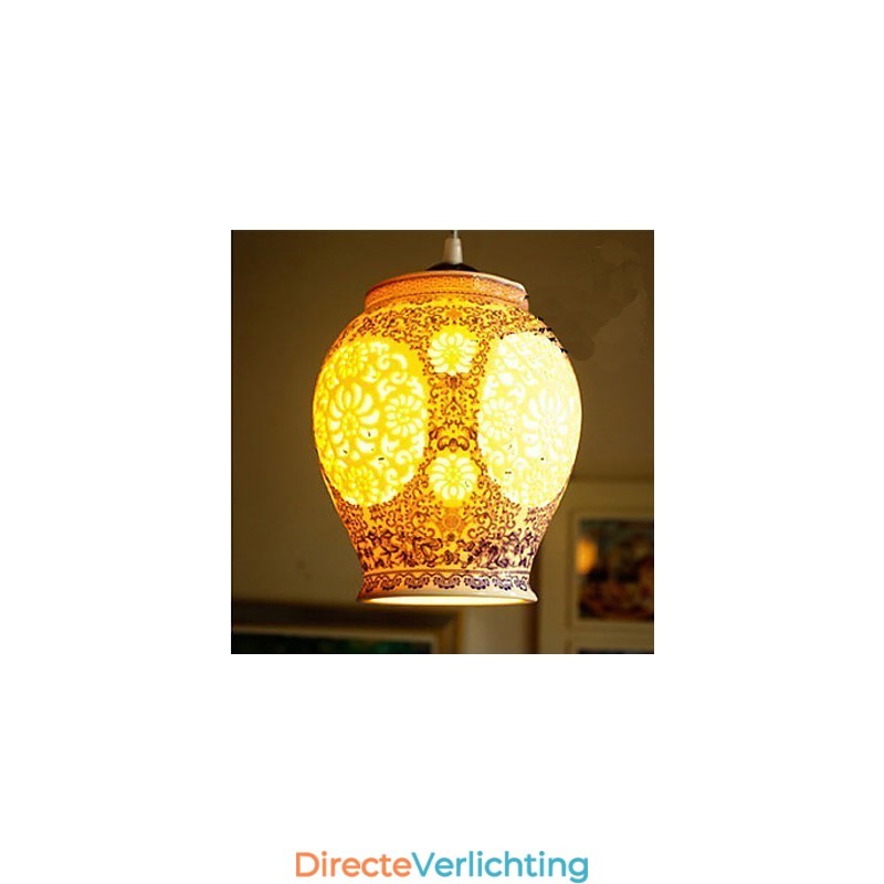 Retro Keramische lamp lamp Trappen Blauwe Enkele Kop Kroonluchter Creatief