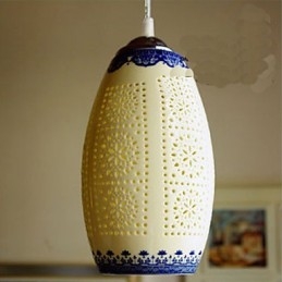 Retro Keramische lamp lamp Trappen Blauwe Enkele Kop Kroonluchter Creatief