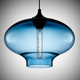 1-lichts moderne glazen witte en blauwe transparante hanglamp