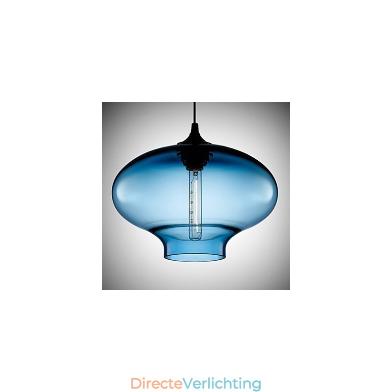 1-lichts moderne glazen witte en blauwe transparante hanglamp