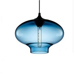 1-lichts moderne glazen witte en blauwe transparante hanglamp