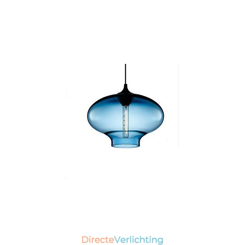 1-lichts moderne glazen witte en blauwe transparante hanglamp