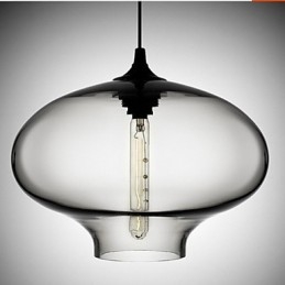 1-lichts moderne glazen witte en blauwe transparante hanglamp