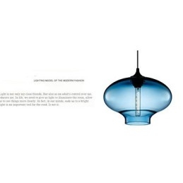1-lichts moderne glazen witte en blauwe transparante hanglamp