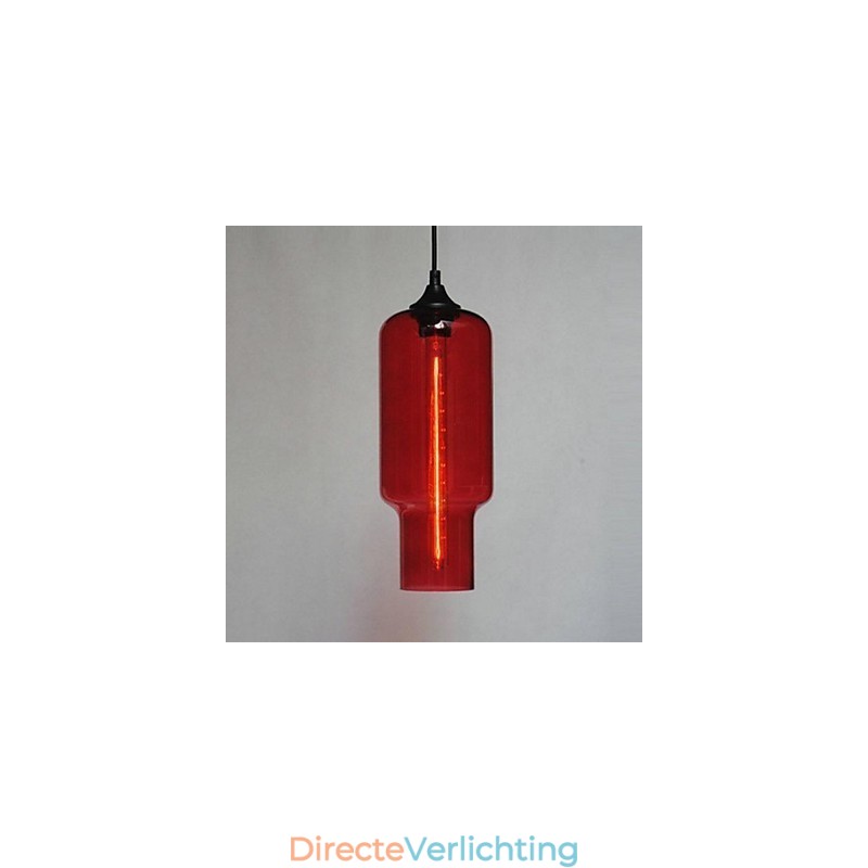 Moderne glazen hanglamp in bruin bubbeldesign