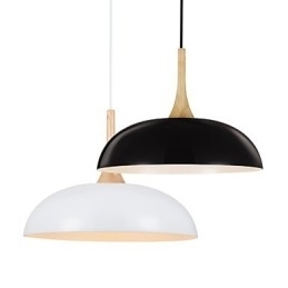 Mini Artistieke Hanglamp 1 Licht Moderne Eenvoud Zwart Witte Afwerking Aluminium & Houten Hanglamp