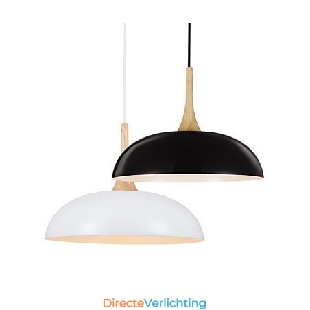 Mini Artistieke Hanglamp 1 Licht Moderne Eenvoud Zwart Witte Afwerking Aluminium & Houten Hanglamp