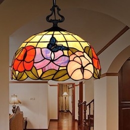 Landelijke creatieve kunsten Glas-in-lood kroonluchter Herstel van oude manieren Lamp Licht
