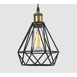 Industriële draadkooi hanglamp Cafe Loft magazijnverlichting zwart snoer