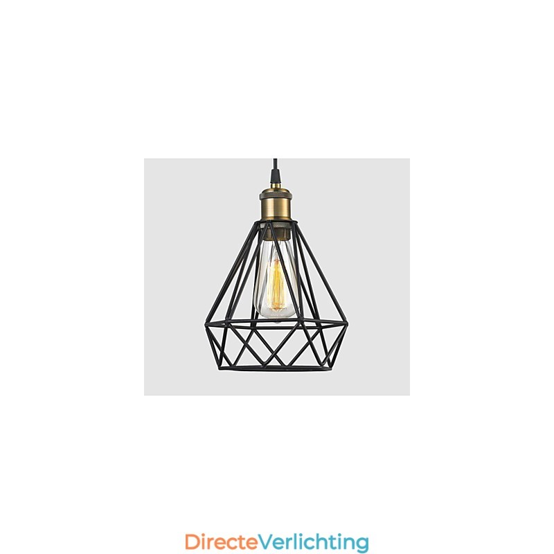 Industriële draadkooi hanglamp Cafe Loft magazijnverlichting zwart snoer