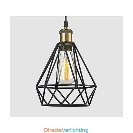 Industriële draadkooi hanglamp Cafe Loft magazijnverlichting zwart snoer Industriële draadkooi hanglamp Cafe Loft magazijnverlichting zwart snoer