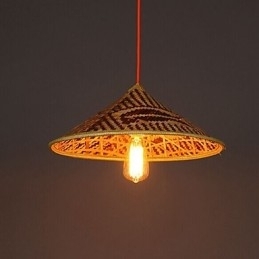 Bamboe Hoed Kroonluchter Kroonluchter Lamp Vis Mensen Hoeden