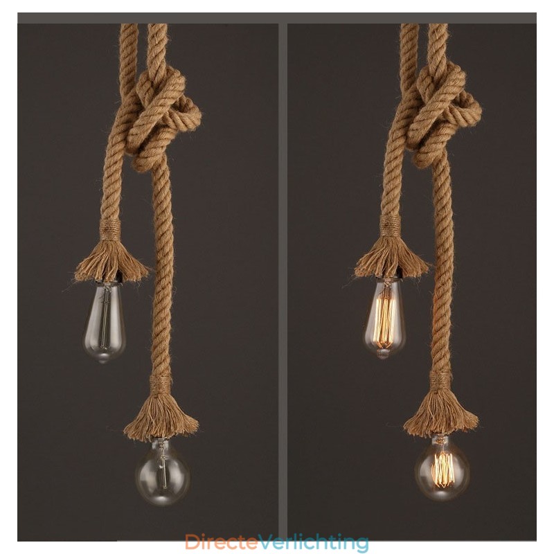 1 licht DIY kunst henneptouw licht creatieve henneptouw kroonluchter lang 100cm Stuur 1 lamp