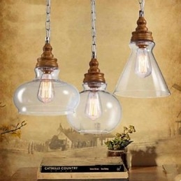 Houtnerf Kristallen Hanglamp Café Verlichting Lampen En Lantaarns