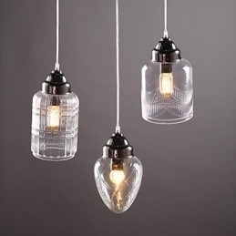 Moderne eigentijdse traditionele klassieke vintage lantaarn landelijke nikkel glazen hanglamp eetkamer
