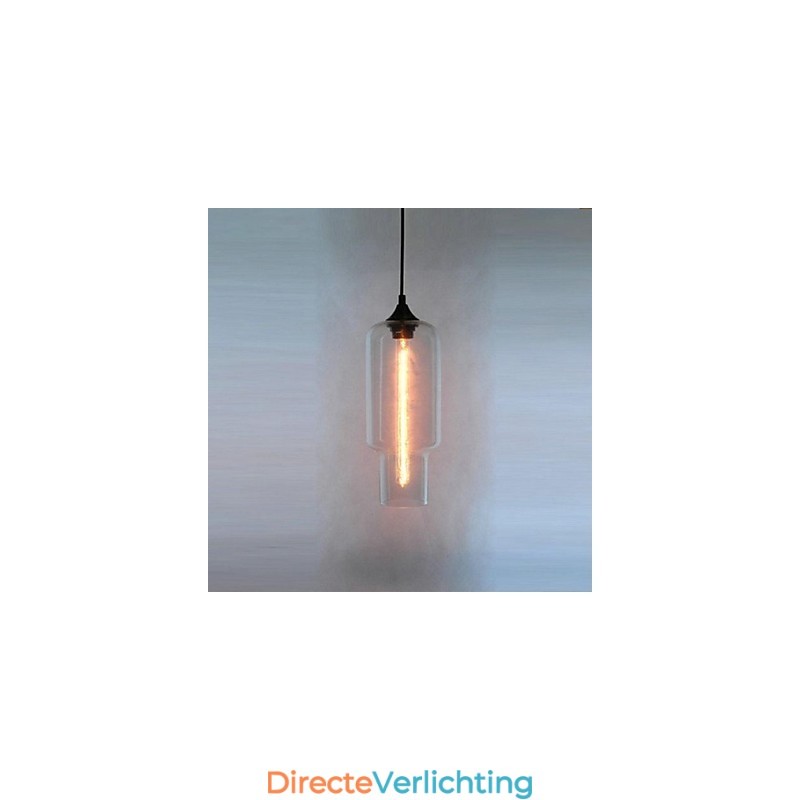 Moderne glazen hanglamp in bruin bubbeldesign