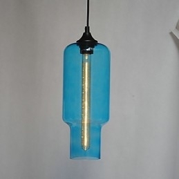 Moderne glazen hanglamp in bruin bubbeldesign