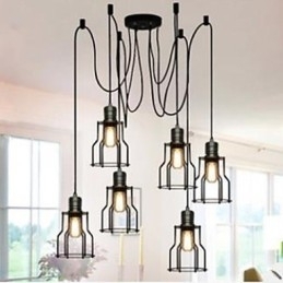 Amerikaans Landelijk Industrieel Individualiteit Creatief Zittend Zes kleine Kookplaat Hoofd Hanglamp