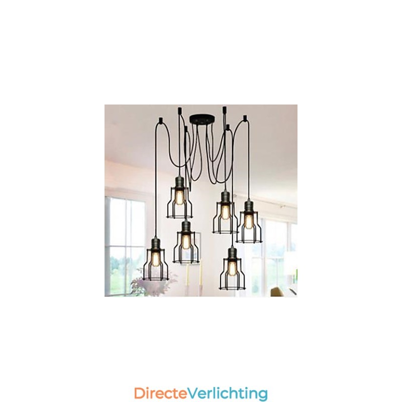 Amerikaans Landelijk Industrieel Individualiteit Creatief Zittend Zes kleine Kookplaat Hoofd Hanglamp