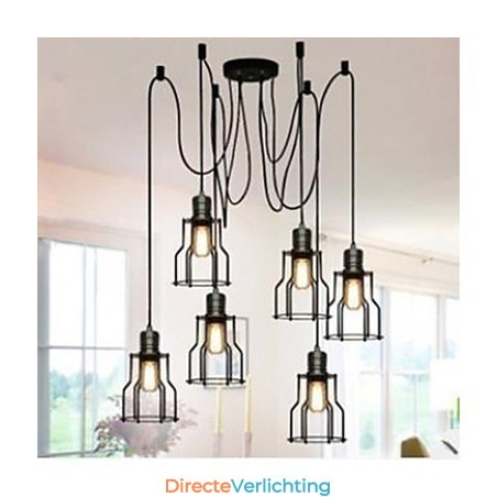 Amerikaans Landelijk Industrieel Individualiteit Creatief Zittend Zes kleine Kookplaat Hoofd Hanglamp