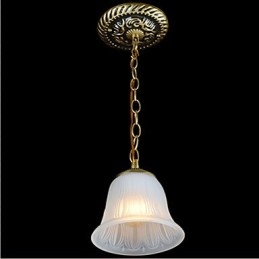 Bronzen hanglamp patroon glazen kap Europees retro klassiek