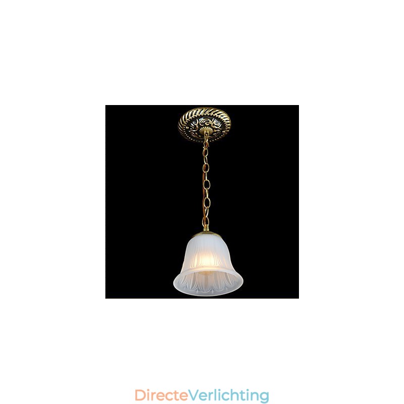 Bronzen hanglamp patroon glazen kap Europees retro klassiek