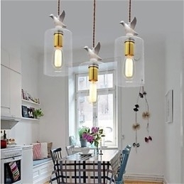 Creatieve vogel glazen kroonluchter hanglamp met glazen kap