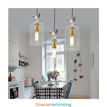 Creatieve vogel glazen kroonluchter hanglamp met glazen kap Creatieve vogel glazen kroonluchter hanglamp met glazen kap