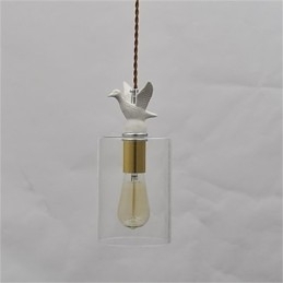Creatieve vogel glazen kroonluchter hanglamp met glazen kap
