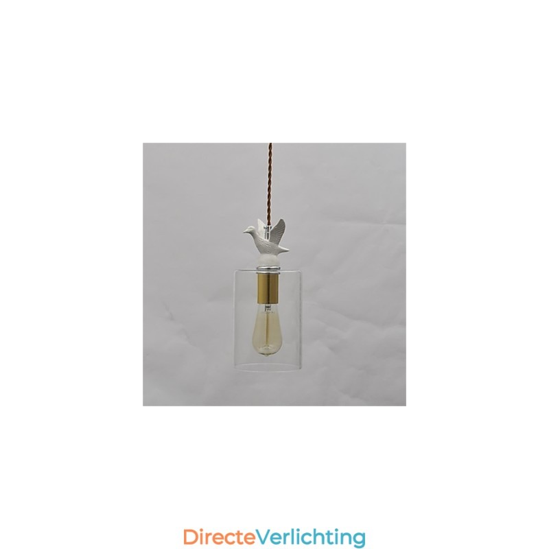 Creatieve vogel glazen kroonluchter hanglamp met glazen kap