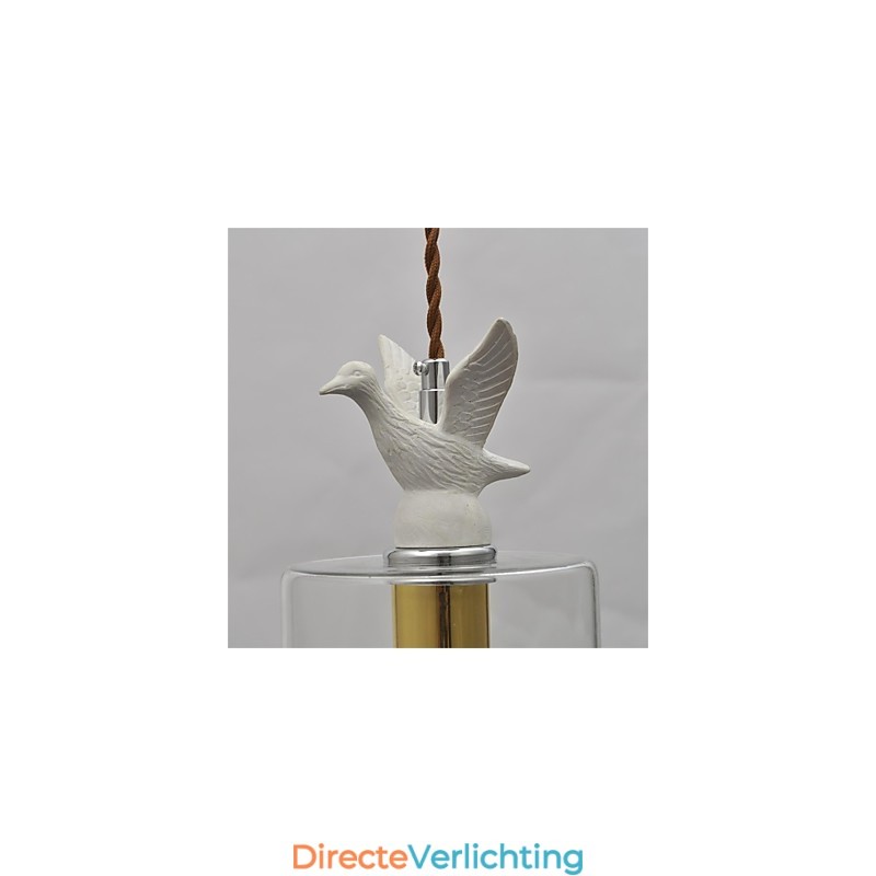 Creatieve vogel glazen kroonluchter hanglamp met glazen kap