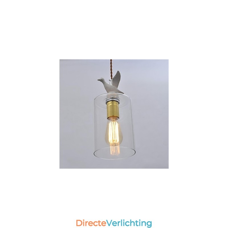 Creatieve vogel glazen kroonluchter hanglamp met glazen kap
