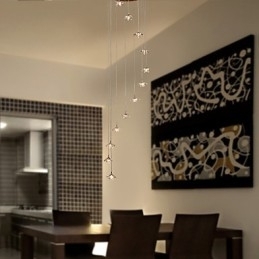 Moderne, eigentijdse kristallen mini-stijl chromen metalen hanglamp