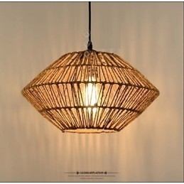 Vintage hanglamp van touw met één lichtbron