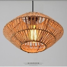 Vintage hanglamp van touw met één lichtbron