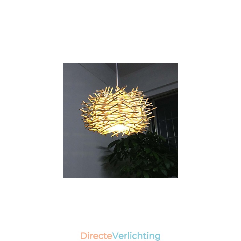 Hedendaagse en gecontracteerde hanglamp 1 lichts houten handgeweven