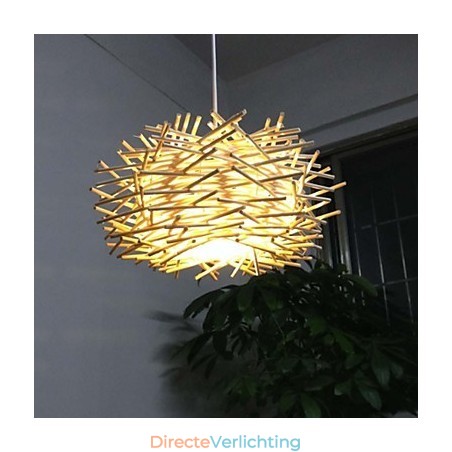 Hedendaagse en gecontracteerde hanglamp 1 lichts houten handgeweven Hedendaagse en gecontracteerde hanglamp 1 lichts houten handgeweven