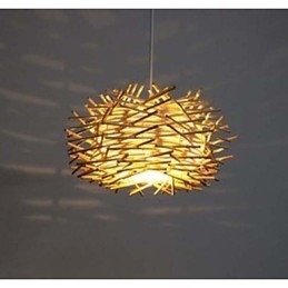 Hedendaagse en gecontracteerde hanglamp 1 lichts houten handgeweven