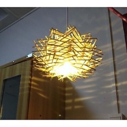 Hedendaagse en gecontracteerde hanglamp 1 lichts houten handgeweven
