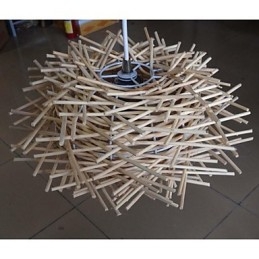 Hedendaagse en gecontracteerde hanglamp 1 lichts houten handgeweven