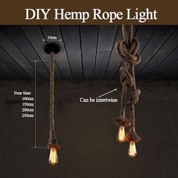 1 licht DIY kunst henneptouw licht creatieve henneptouw kroonluchter lang 100cm Stuur 1 lamp