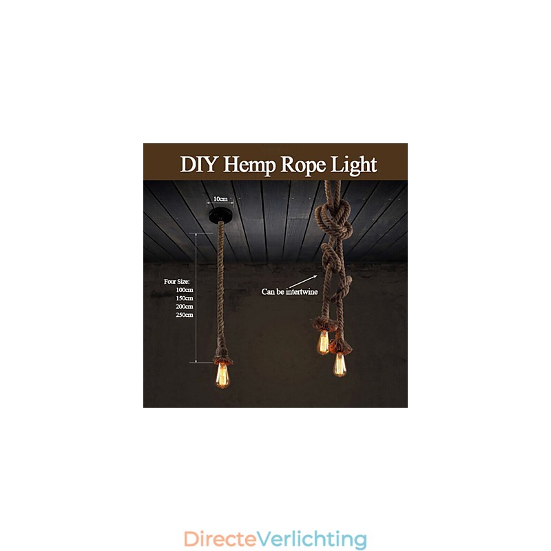1 licht DIY kunst henneptouw licht creatieve henneptouw kroonluchter lang 100cm Stuur 1 lamp