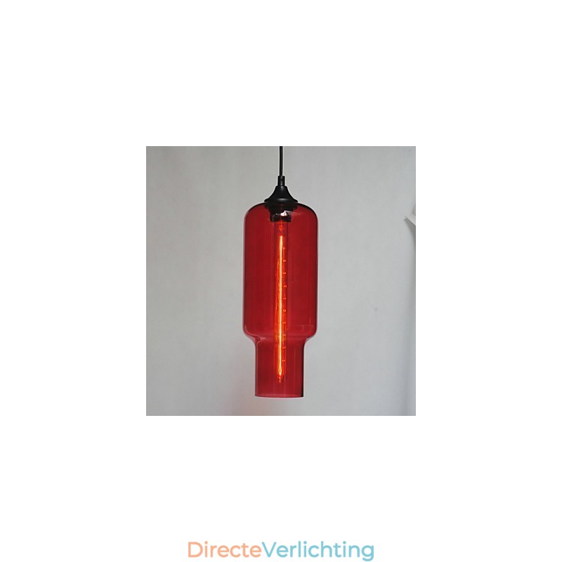 Moderne glazen hanglamp in bruin bubbeldesign