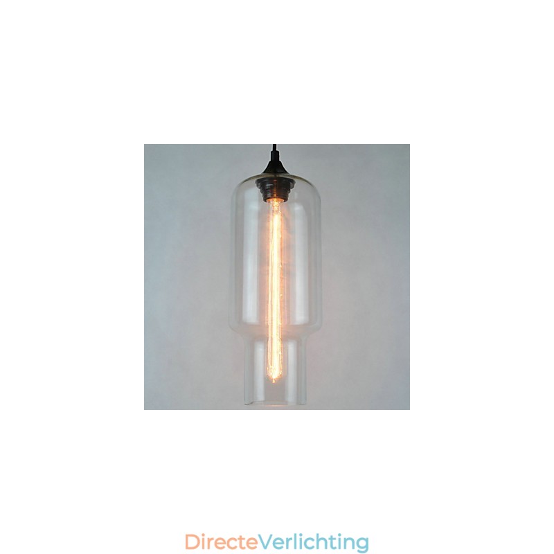 Moderne glazen hanglamp in bruin bubbeldesign