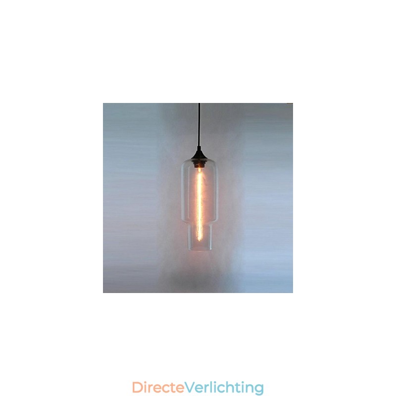 Moderne glazen hanglamp in bruin bubbeldesign